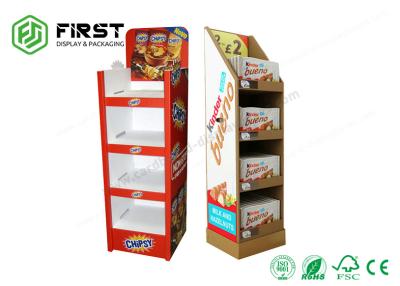 China Color Printing Cardboard Display Stands Custom Made Folding Corrugated Paper Floor Display Shelf for sale