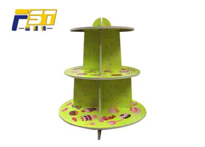 China Custom Size Birthday Cardboard Cake Display , Cardboard Cup Cake Stands With 3 Shelves for sale