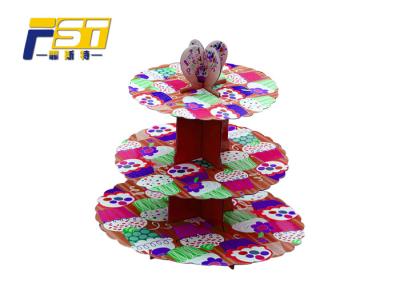 China Eco - Friendly Cardboard Cupcake Tower Stand 3 Layers CMYK Printing With Art Paper for sale