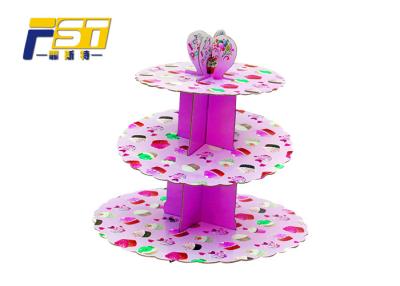 China Suporte de exposição completo do queque do papel do cartão da impressão a cores de 3 séries fácil ao montado à venda