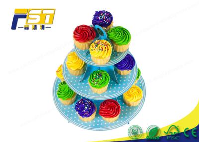 China 3 Tiered Cardboard Cupcake Stand , Colorful Cardboard Wedding Cake Stand SGS Approval for sale