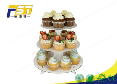 China Round Cardboard Cake Display 3 Layers 100% Recycling For Wedding Birthday Parties for sale