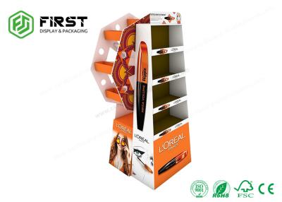 China OEM/ODM Makeup Cosmetic Cardboard Floor Display , Glossy Laminated Cardboard Shelf Display for sale