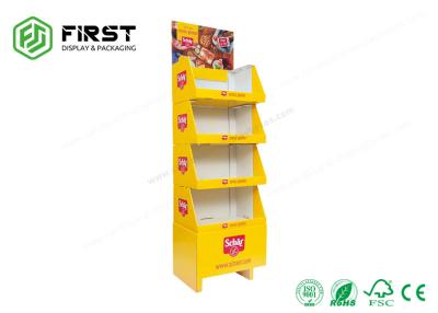 China Estante de exhibición de papel impreso brillante reciclable de encargo de piso de la cartulina para la promoción en venta