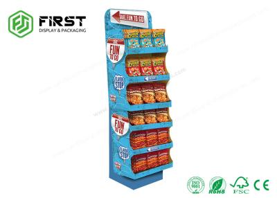 China Customized Corrugated B Flute Foldable Floor Carton Cardboard Display Stand For Snacks for sale