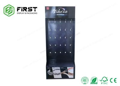 China 350g CCNB Corrugated Carton Stand 4C Printing Cardboard Display Stand With Plastic Hooks for sale