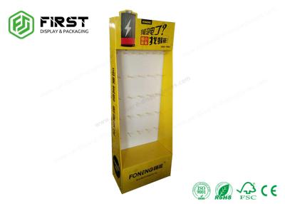 China Customized Logo Printing Portable Corrugated Cardboard Pegboard Hook Display Stand for sale