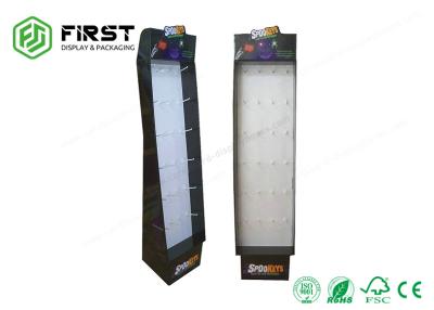 China Glossy / Matte Lamination SGS Approval Free Standing Peg Hook Cardboard Floor Displays for sale