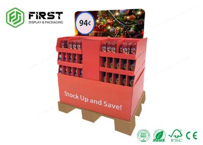 China 4C Offest, das kundengebundenen gewölbten Stand-Supermarkt-Pappboden-Ausstellungsstand druckt zu verkaufen