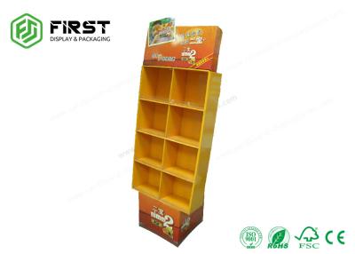 China Customized 8 Grids Folding Corrugated Cardboard POP Displays Floor Stands For Supermarket for sale