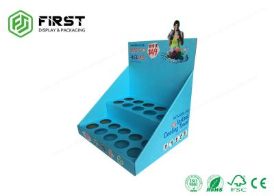 China Customized Offest 4C Printing PDQ Paper Table Top Cardboard Counter Display With Holes for sale