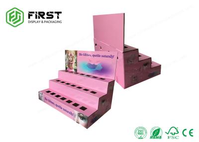China Custom Recycled Color Printed Cosmetic Cardboard Counter Paper Display Box With Holes For Retail for sale