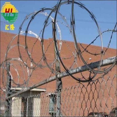 China Anti Theft Concertina Razor Wire High Tensile Steel Core And Galvanized Steel Material à venda