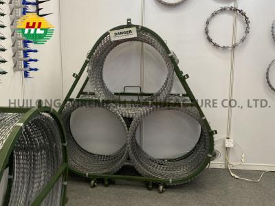 China Mobile 300mm Stainless Steel Razor Wire Security Barriers In Triple Strands for sale