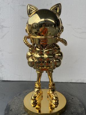 China Plexiglass Space Cat Sculpture Hand Handled Mirror Electroplated for sale