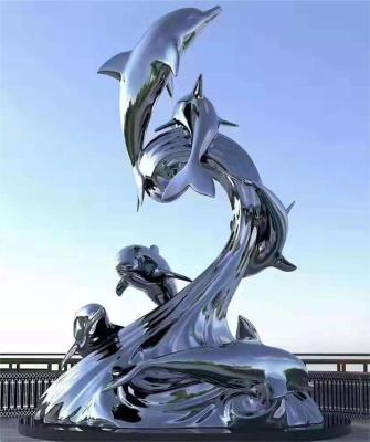 China Casting Metal Art Sculptures Pentium Dolphin Mirror Sculpture for sale