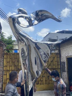 China Outdoor garden courtyard decorated with stainless steel abstract sculpture dancing girl for sale