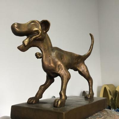 China Small Cast Bronze Dog Sculpture Cartoon Style Brass Animal Statues for sale