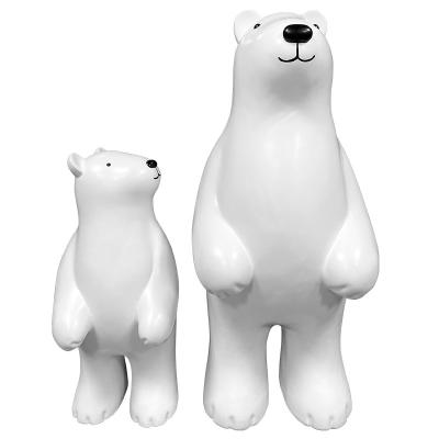 China White Cartoon Resin Art Sculpture Landing Polar Bear Animal Outdoor Sculptures for sale