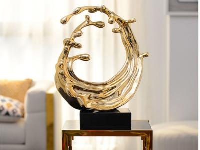 Chine Le métal d'Art Sculpture Spray Modern Art de résine de miroir d'or sculpte la décoration de lobby à vendre