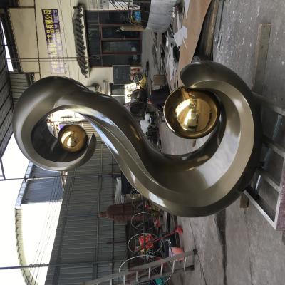 China El tipo extracto de acero inoxidable de S de la escultura bronceó a Logo Sculpture al aire libre contemporáneo en venta
