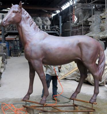 China Realistic Bronze Large Animal Garden Sculptures Red Life Size Metal Horse Sculpture for sale