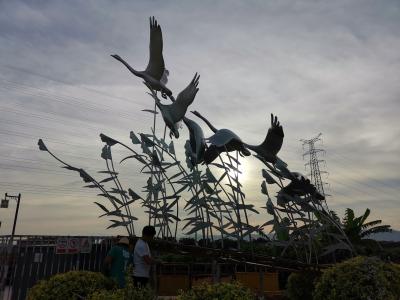 China Vida exterior do quadrado da escultura do metal dos gansos grandes grande - estátuas de bronze do tamanho à venda