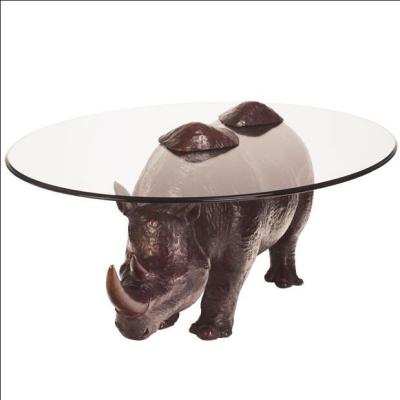 中国 動物のサイの金属のテーブルの彫刻の樹脂の茶テーブルの屋外のヤードの彫刻 販売のため