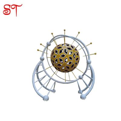 China Outdoor campus abstract sculpture modern garden decoration sculpture stainless steel metal White and Yellow for sale