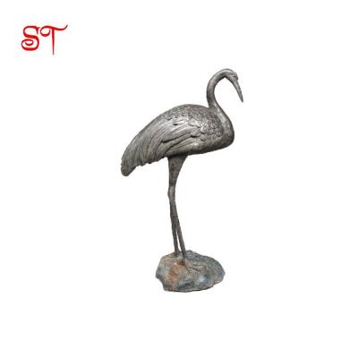 China Indoor Grus Leucogeranus Modern Garden White crane Animal Sculpture Copper Metal Sculpture Brown for sale
