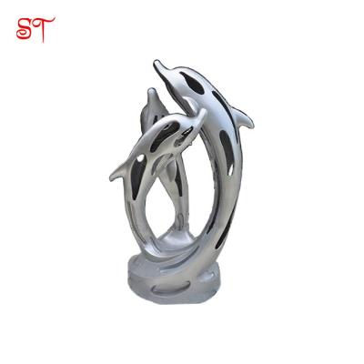 China Modern Famous life size Dolphins Stainless Steel Cute & Funny Vivid Animal Sculptures outdoor animal sculptures Statue for sale