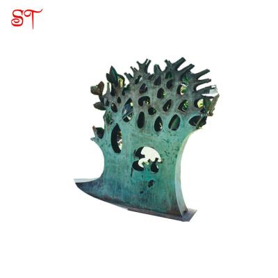 China Garden Customized Abstract art Green Tree Branch Shape Stainless Steel Statue New Design Outdoor Patio Yard Decoration for sale