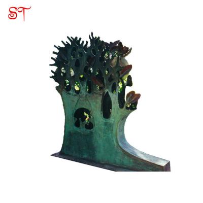 China Garden Customized Green Tree Branch Shape Stainless Steel Statue New Design Outdoor Patio Yard Decoration zu verkaufen