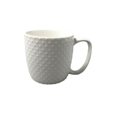 China Honeycomb Point Height 9cm White Ceramic Mugs With FDA Certificate for sale