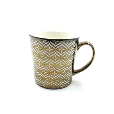 China 450ml Large 16 Oz Ceramic Coffee Mugs Metallic Glaze Home Use for sale