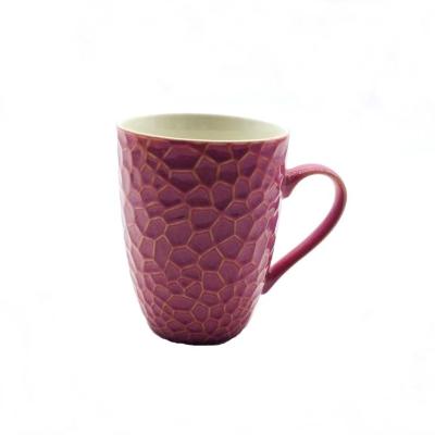 China New Bone China Espresso Embossed 3D Ceramic Coffee Mugs , 10oz Coffee Mug for sale