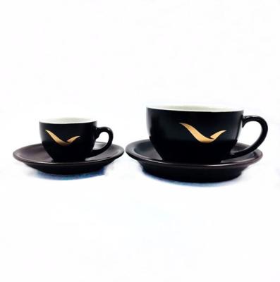 China 11oz Exquisite Printing Ceramic Cup And Saucer Set Stylish For Cafes for sale