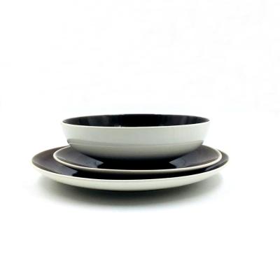 China SGS Double Color Customized Porcelain Dinnerware Set , Ceramic Pottery Dinnerware Sets for sale