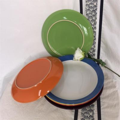 China Estándar del FDA placa de cena redonda de 12 pulgadas de cerámica con el esmalte coloreado en venta