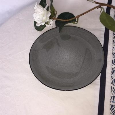 China AB Grade Microwavable Matte Black Pottery Dinner Plates For Pasta for sale