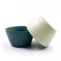China Customized Lightweight Stoneware Salad Bowl With Colorful Edges for sale