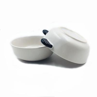 China Double Ear 4.5 Inch Ceramic Pet Food Bowl Cute Black For Dog for sale