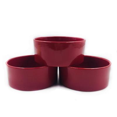 China 5 Inch 12.5cm Large Ceramic Dog Bowls Chinese Red Large Capacity for sale