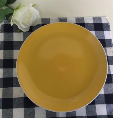 China Unicolor Yellow Glazed Pottery Dinner Plates 8 Inch For Spaghetti for sale
