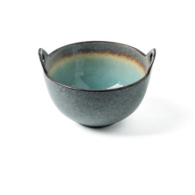 China Biauricular Ice Crackle Glaze Ceramic Bowl 5.5 Inches for Restaurant for sale