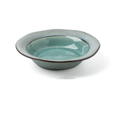 China Cusomized Logo 8.25 Inch Ceramic Salad Mixing Bowls Ice Crackle Glazed for sale