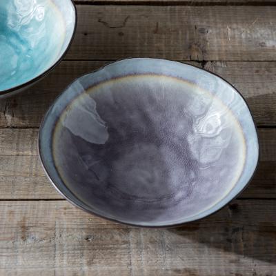 China 10 Inches Oval Shaped Ice Crackle Bowl And Plate Tableware Set for sale