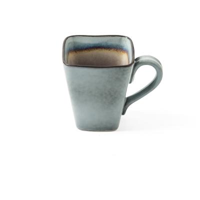 China Square Crackle Ceramic Glaze Flared Lip Mug For Drinking Iced Coffee for sale