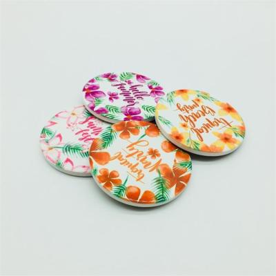 China Vibrant Floral Design Drink Absorbent Ceramic Coasters With Cork Back for sale