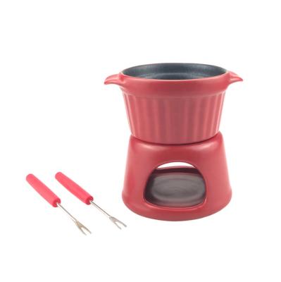 China Sustainable Ceramic Fondue Set For Chocolate Cheese for sale